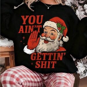 Christmas Santa Graphic Women's Sweater Black